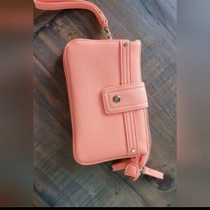 Buckle Neon Peach clutch
